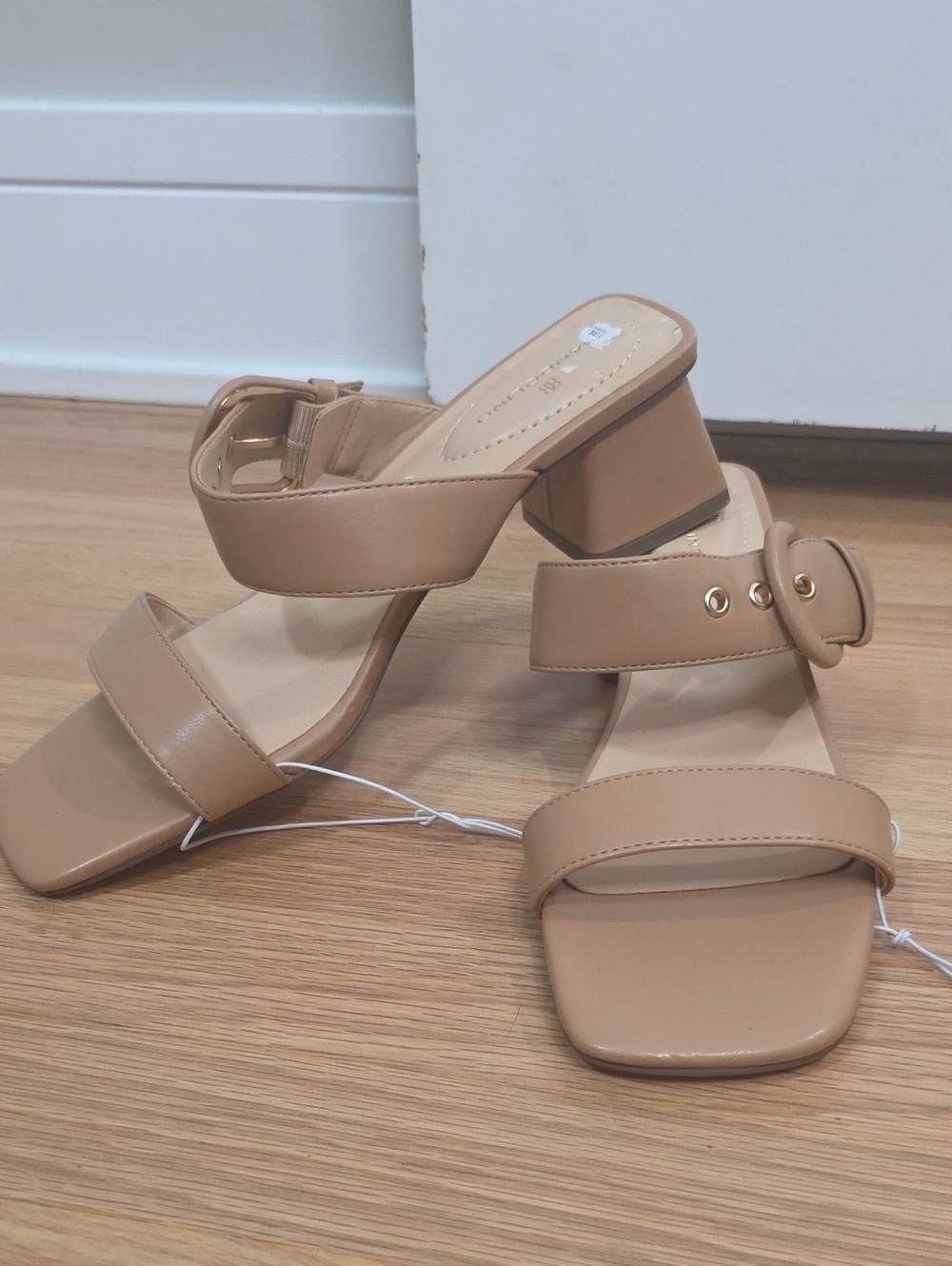 Bandolino Tan Double-Strap Block Heel Sandals